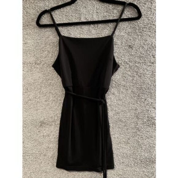 Y2K 2000s Express Black Top Belted Babydoll Cami Adjustable Side Slit NWT - Picture 1 of 11